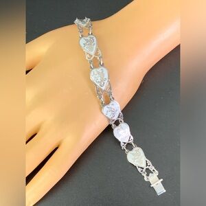 925 STERLING SILVER SIAM GODDES DANCER WHITE ENAMEL BRACELET 7"